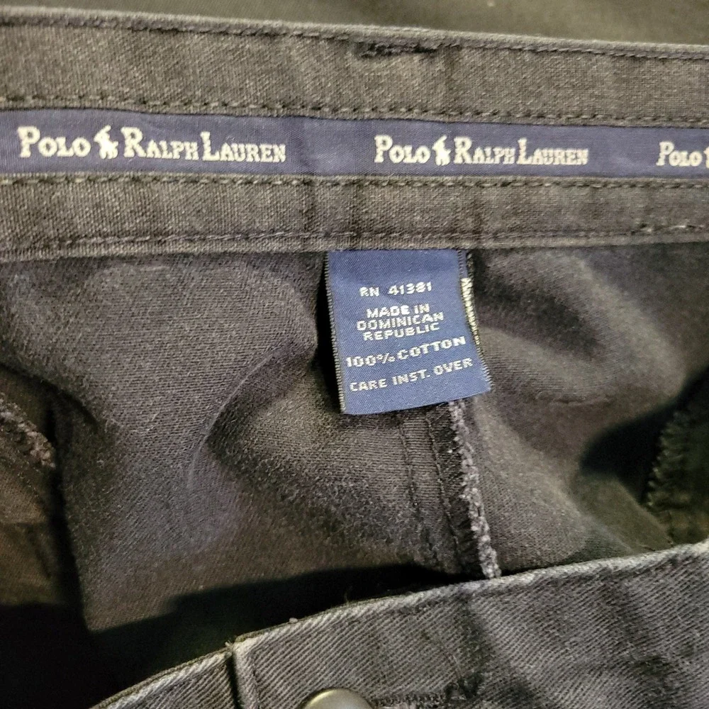 Polo Ralph Lauren Mens Black Pleated Chino Pants 100% Cotton Tag 36x34(34x33.5)